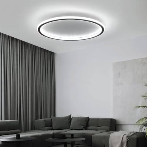 Mikeru Round LED Ceiling Light 60cm, Flush Mount Ceiling Lights 6500K Contemporary Cool Hallway Light Slim 5cm Slim Bathroom Ceiling Light for Bookstore, Restaurant, Balcony