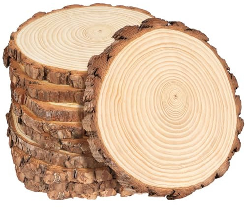10 Stücke Holzscheiben Durchmesser 14-15cm Ohne Loch Runde Holzscheibe Untersetzer Holz Log Naturholz Baumscheiben 10mm Dicke für DIY Basteln Hochzeit Weihnachten Dekoration Baumscheibe
