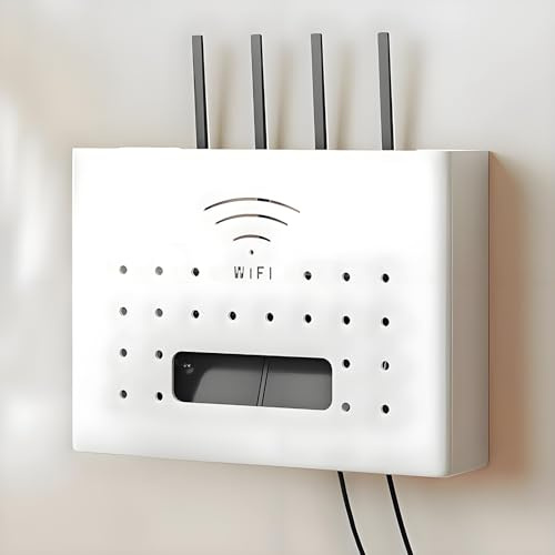 PZPIUGY Kabellos WiFi Router Aufbewahrungsbox, Router Box, Router Verstecken, Verstecken Router Kasten, WiFi Router Aufbewahrungsbox Regal (White)