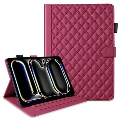 Schutzhülle für iPad 9. Generation 2021 (Farbe: Rot), Leder, Brieftaschenformat, magnetisch, Rot