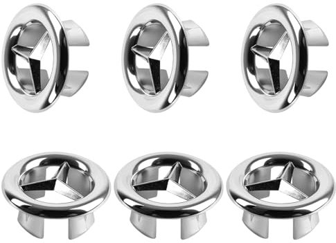 MOXYOY 6 Anillos de desbordamiento para Fregadero, Agujero de rebosadero de Repuesto para Fregadero, Borde de desbordamiento de Lavabo, Tapa Redonda para Fregadero de baño, Cocina, Lavabo, bañera