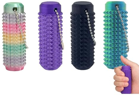 JOYVOVO 4pcs Pain Fidget Spiky Grippie Stim Schlüsselanhänger, Venting Key Pendant for Anxiety Relief Positive, stacheliger Grippie-SIM-Schlüsselanhänger, Anti Stress Sensorik Spielzeug Erwachsene