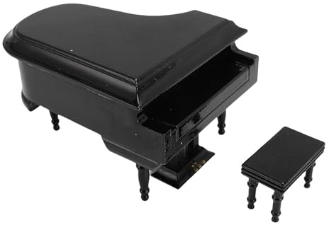 Pssopp Miniatur Klavier Model Holz Vintage Musical Educational Toy mit Musikbox für Dollhouse Dekor Erwachsene Teenager Romantische Geschenke Home Office Dekor