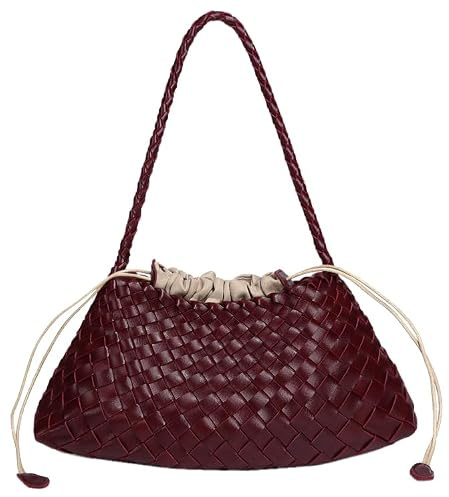 Gewebte Hobo-Taschen für Frauen Wildleder gewebt Stoff Tasche trendige Eimer Handtasche Unterarm Umhängetasche Vintage Handtasche Retro Clutch Taschen