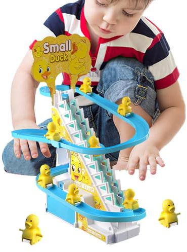 Duck trepando escaleras 27.5x14x24.5 cm ABS - educativo de Navidad para los | Chesment de pato interactivo con luces y música | Aprendizaje robusto para ellos