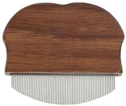 Gihioue Hundekamm Gegen Haarausfall - Holzgriff Mit Ergonomischer Krümmung Tierpflege-Kamm - Unterfell Bürste Für Kleine Rassen Reise Kätzchen Kaninchen Flohkamm