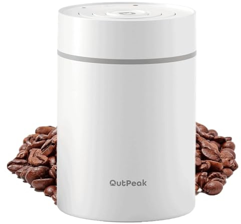 OUTPEAK Neo 2026 Auto Vacuum Coffee Canister, 0.75L Capacity for 8.8oz of Coffee Beans, One-Button Operation, Stainless Steel Coffee Storage Container with Scoop White (Champion's Choice)