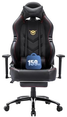 COLAMY Big and Tall Gaming Chair with Footrest -Racing Style Computer Gamer PC Chair, Ergonomic High Back, Wide Seat, Reclining Back, 3D Armrest, Headrest and Lumbar Support for Adult, Black