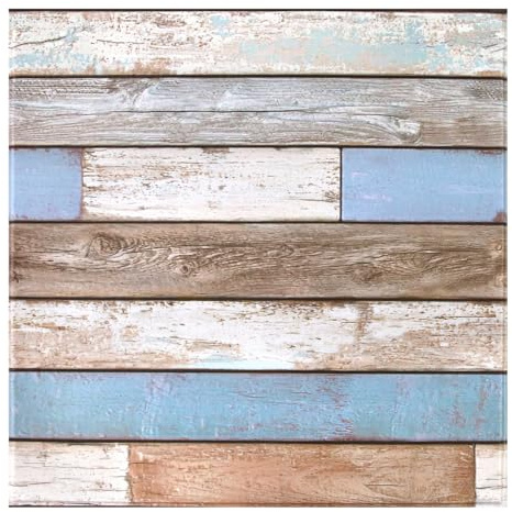 Commomy Panneaux Muraux 3D Autocollant Aspect Bois, 10 Pièces,30 x 30 cm | PVC Planches Murales Imitation Bois Mur Revêtement pour Salon, Chambre à coucher, Cheminée