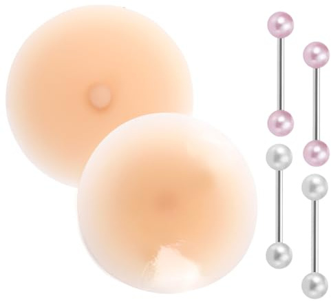 KAHZOR 1 paire de cache-tétons + 2 paires d'accessoires réutilisables,pour femmes uniquement – pour adulte,faux tétons inclus, taille unique