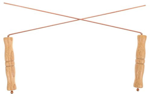 VOSAREA Kit de 2 Baguettes de Sourcier en Cuivre Pur 99% Manche Bouleau, Baguettes de Divination Légères et Portables pour Chasse aux Fantômes, Radiesthésie et Recherche D’Or, Outil