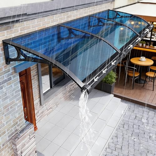 Poxvythb 60x290cm Auvent de Porte Aluminium - Auvent Marquise D'entrée Auvent de Porte D'entrée Résistante Toit Abri Contre La Pluie et UV - pour Balcon, terrasse, extérieur et Jardin, Brise