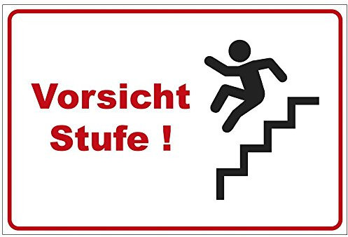 Schild Vorsicht Stufe 2 ! aus Alu/Dibond 200x140 mm - 3 mm stark