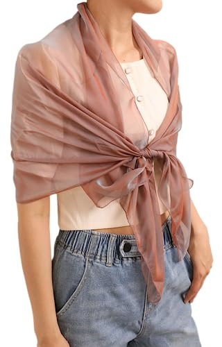 Prettystern Damen festlich 200cm XL Seidenschal Chiffon Seidentaft 100% Seiden-Stola für Abendkleid Schultertuch Party Begleiter 32. lila grau