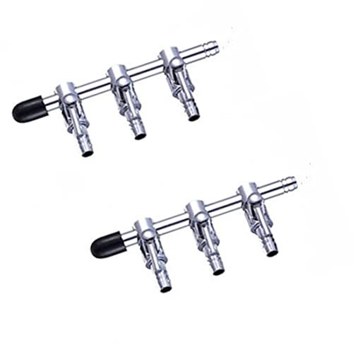 QMseller 3-Wege-Aquarium-Luftverteiler, verchromtes Metall, für 3 Luftleitungen, Luftverteiler, 2 Stück