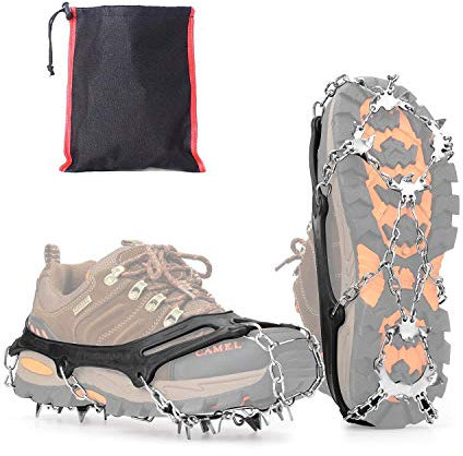 Vdealen Grödel Steigeisen für Wanderschuhe mit 19 Edelstahl Spikes Anti-Rutsch Schuhkrallen für Damen Herren Spikes OutdoorAktivität und Herausforderung für Wandern Klettern Angeln Running Trekking(M)