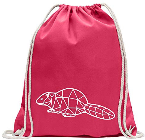 Kiwistar - Turnbeutel - pink - Biber Polygon - Fun Rucksack Sport Beutel Gymsack Baumwolle mit Ziehgurt
