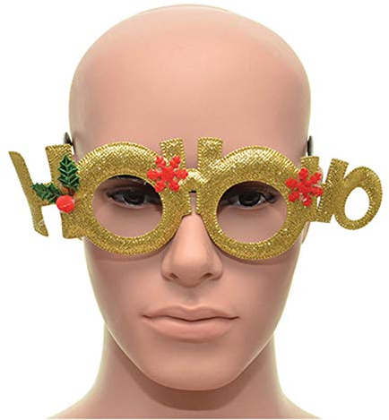 SHATCHI Gold Hoo-Ho Christmas Glasses Fancy Xmas Dress Party Accessories Novelty Sunglasses Dinner Work Party Supplies Joke Fun Selfie Props