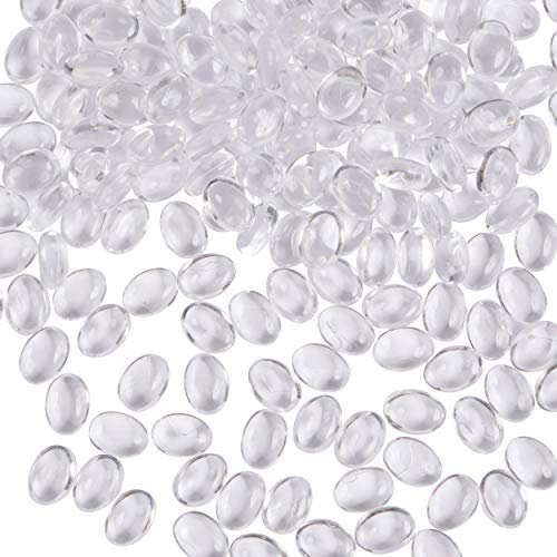 LUSSO LIA Oval Pebbles Transparent and Coloured Stones Aquarium Marbles Table Scatter Stones Decorative Nuggets Vase Filler Beads Plant Pot Decoration 200pcs (Transparent)