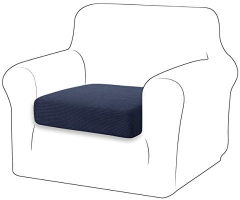 TIANSHU Sofa Sitzkissenbezug Stretch, Sitzkissenbezüge rutschfest, Jacquard-Stretch-Sofasitzbezug, Sofa überzug Elastischer, Schonbezug für Sofa Sitzkissen mit Gummiband (1 Sitzer,Dunkelblau)
