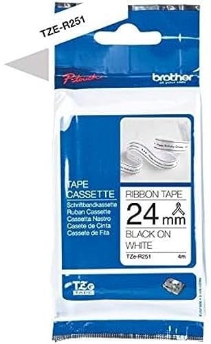 Brother Original Brother textiles Schriftband TZe-R251 schwarz auf weiß - 24 mm breit, 4 m lang (u.a. für Brother P-touch H200, H100LB/R, H105, E100/VP, D200/BW/VP, D210/VP,Cube, Cube Plus)
