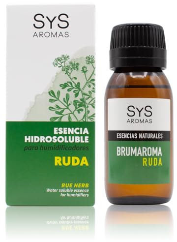S&S Cosmetica natural Esencia Hidrosoluble Ruda 50ml Humidificador SYS Aromas. Notas Agrestes y Herbales. Aromaterapia para Humidificador y Difusor Aroma a SPA. Frgancia Duradera para el Hogar.