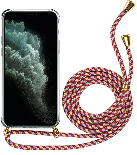CoolGadget Handykette für iPhone 6 Necklace [Kantenschutz] Handyhülle Zum Umhängen für iPhone 6S Hülle mit Band in Camouflage Rot