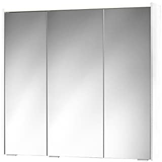Sieper Spiegelschrank KHX mit LED Beleuchtung 80 cm breit, Badezimmer Spiegelschrank aus MDF | Holzdekor Weiß