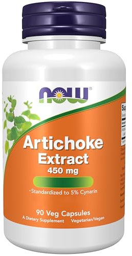 Now Foods, Artichoke Extract (Estratto di Carciofo), 450mg, Standardizzato in Cinarina, 90 Capsule vegane, Testato in Laboratorio, Senza Soia, Senza Glutine, Vegetariano, non OGM