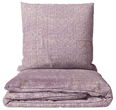 Leonado Vicenti 2tlg. Bettwäsche Microfaser Set 135x200 Flieder Meliertes Einfarbig Bettbezug Kissenbezug 80x80 cm mit Reißverschluss