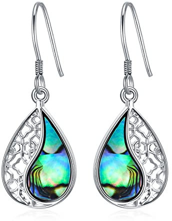 VONALA S925 Sterling Silber Abalone Muschel Ohrringe Hängend Ohrringe Schmuck für Damen Mädchen, Geburtstags Muttertags Schmuck Geschenke