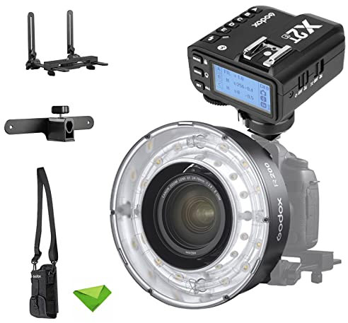 Godox R200 Macro Ring Flash Head for AD200 AD200 Pro w/Godox X2T-F Trigger 5800±200K 200Ws with Modeling Lamp Macro Speedlight for DSLR Cameras for Portrait, Macro Shooting, Wedding Photography, etc