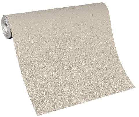 Einfarbige Tapete in Taupe | Moderne Vliestapete in Beige Grau für Wohnzimmer und Büro | Helle Uni Wandtapete mit Struktur schlicht