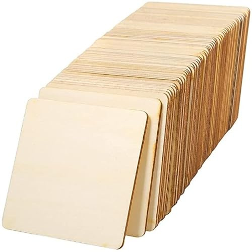 72 unfertige quadratische Holzscheiben 7,5 x 7,5 cm, blanko, for Basteln, 7,6 x 7,6 cm, for Untersetzer, Malen, Schreiben, Foto-Requisiten und Dekorationen