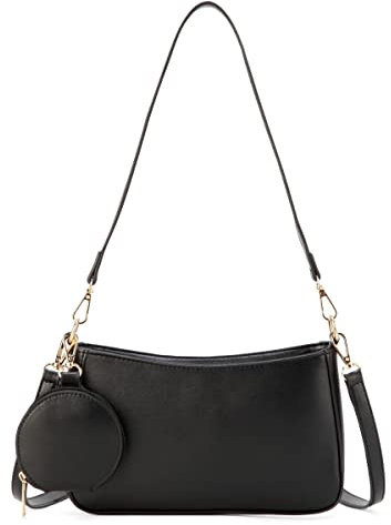 LIAOLI Schwarze Handtasche für Damen Schultertasche Kleine,Handbags for Teenager MäDchen UmhäNgetasche Y2k Hobo Shoulder Bag PU Leder Handbags