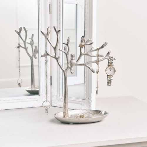 Melody Maison Silver Cat Tree Jewellery Stand