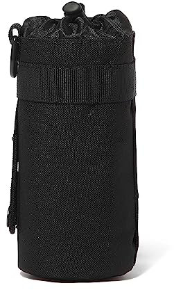 1 housse de bouteille d'eau d'extérieur, bandoulière réglable avec porte-bouteille à cordon de serrage, poche étanche pour bouteille d'eau pour le camping, les voyages, la randonnée, le sport (noir)