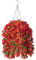 Autumn Artificial Hanging Flowers in 12 inch Basket, Fake Plant Silk Orchid Flower Arrangement with Coconut Lining Pot Planter for Patio Garden Porch Deck Fall Decoration(Red Orange)