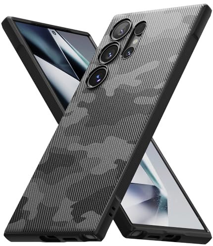 Ringke Onyx Case Kompatibel mit Samsung Galaxy S24 Ultra Hülle 6,8 Zoll (2024), rutschfeste Flexibel TPU Kratzfeste Dünne Handyhülle mit Design Muster - Camo Black
