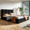 MOTIVENA Star Polsterbett 180x200 Schwarz mit Bettkasten, Stauraum, Lattenrost und Kopfteil - Samt - Ohne Matratze