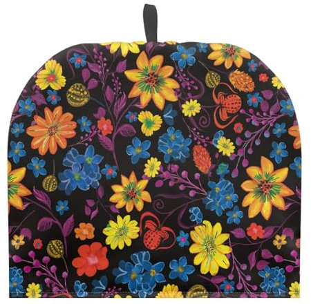 TOADDMOS Colorful Daisy Flower Insulated Teapot Cosy, Washable Fabric Breakfast Pot Coffee Pot Dust Cover Tea Pot Cozy
