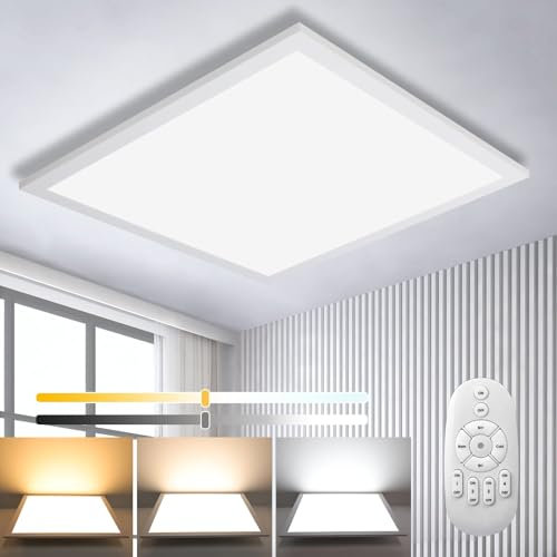 Omdekor Deckenleuchte LED Dimmbare, Deckenlampe LED Panel 45x45 CM, 28W Quadrt Deckenlampe für Küche Badezimmer Wohnzimmer Keller Flur Balkon Schlafzimmer, 2700K-6500K Deckenbeleuchtung Dimmbare