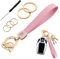 Pardofelis Leder Auto Schlüsselanhänger Rosa, Glitzer mit Strass, Anti Verlust D-Ring, 360 Grad drehbarer Car Keychain für Geschenk Dekoration