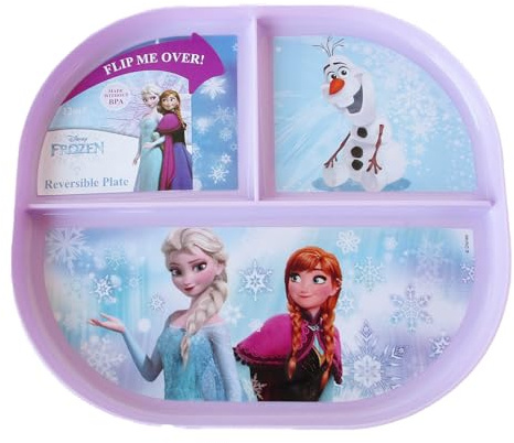 Show-Offs Reversible Character BPA Free Plate - 8 x 7 Inches (Elsa & Anna), Medium