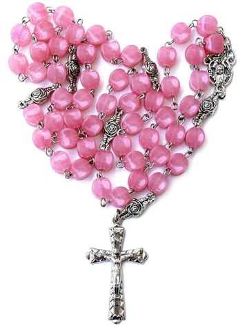 Rosenkranz Armband Rosary Gebetskette Geschenk Erstkommunion Männer, Rosa