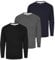 Mens Long Sleeve Crew Neck T-Shirt 3 Pack Multipack LS Tshirts for Men Workwear Casual Wear (UK, Alpha, 3XL, Regular, Regular, Black/Charcoal/Navy)