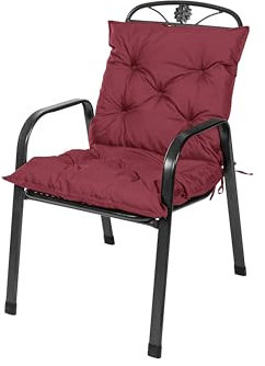 TexDeko® Garden Gartenstuhl Auflage Niedriglehner 40 x 40 x 40 cm Sitzkissen wasserabweisend Outdoor Rückenkissen niedrig Stuhlkissen hoher Komfort (Bordeaux)