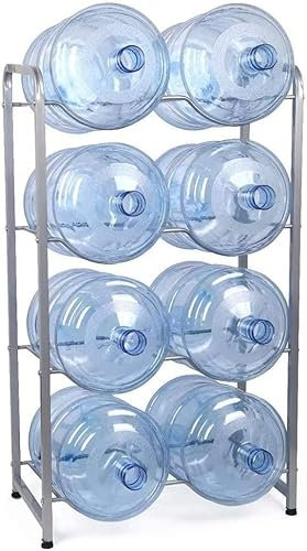 5 Gallon Water Cooler Jug Rack - 4-Tier Floor Standing Water Jug Holder, Save Space - Water Cooler Dispenser, Water Bottle Storage Rack - Holds 8 Bottles