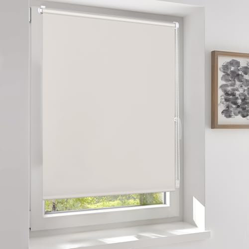 Sekey Verdunklungsrollo ohne Bohren Klemmfix Doppelseitig gleichfarbig Freihängendes Seitenzugrollo effektiver Sonnenschutz und Sichtschutz Rollo Verdunkelung 85x150cm Taupe