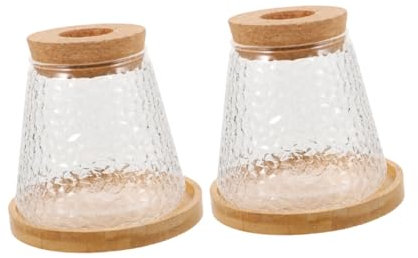 CAXUSD 2stücke Glas Pflanzenvasen Mit Holztablett Und Deckel Für Hydrokultur Anzuchtstation Boho Stil Anzuchtvasen Für Pflanzen Tisch Indoor Garten Dekoration